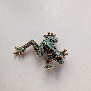 Jeweled Frog Brooch